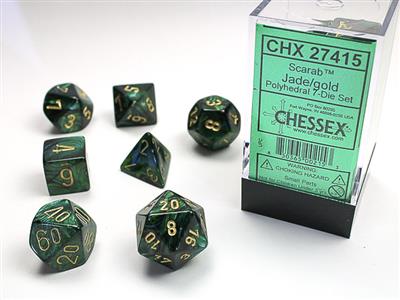 Scarab: Polyhedral Jade/gold 7-Die Set CHX27415 - Dice Sets & Games