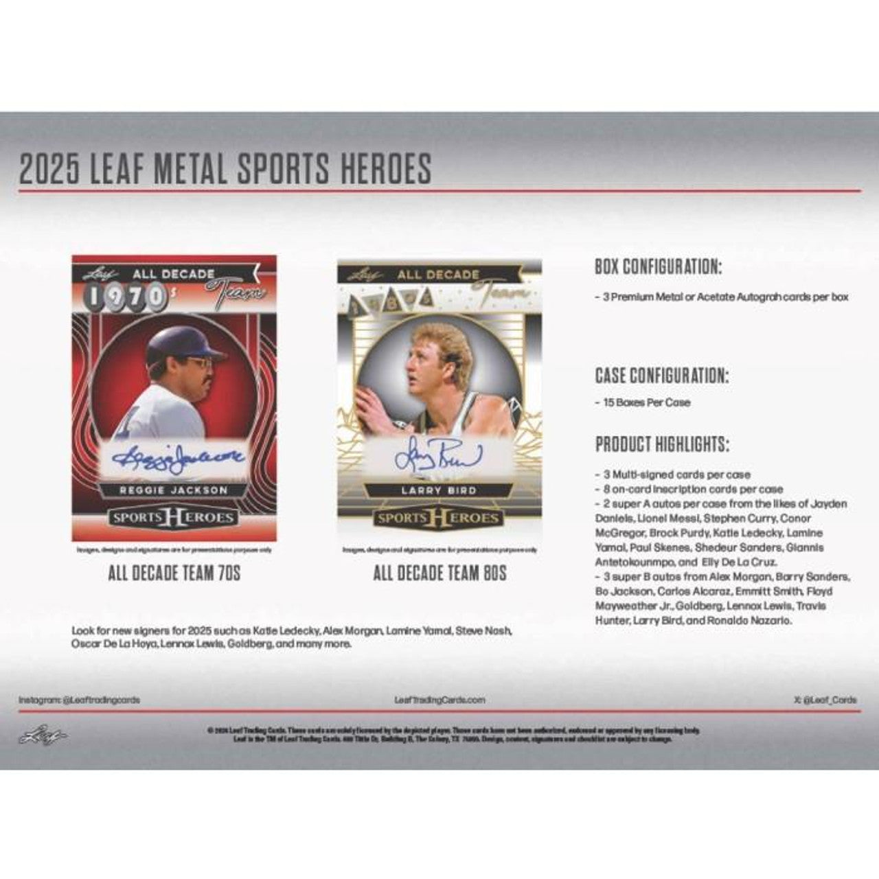 Solo Pack of 2025 Leaf Metal Sports Heroes (1 Premium Autograph Card) - NFL Hobby Box