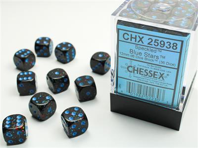 Speckled 12mm d6 Blue Stars Dice Block (36 dice) CHX25938 - Dice Sets & Games