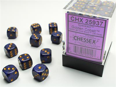 Speckled 12mm d6 Golden Cobalt Dice Block (36 dice) CHX25937 - Dice Sets & Games