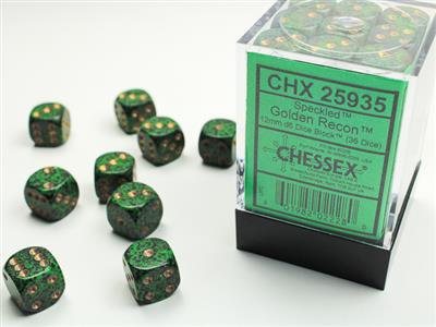 Speckled 12mm d6 Golden Recon Dice Block (36 dice) CHX25935 - Dice Sets & Games