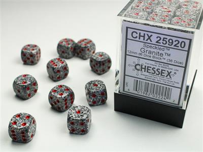 Speckled 12mm d6 Granite Dice Block (36 dice) CHX25920 - Dice Sets & Games