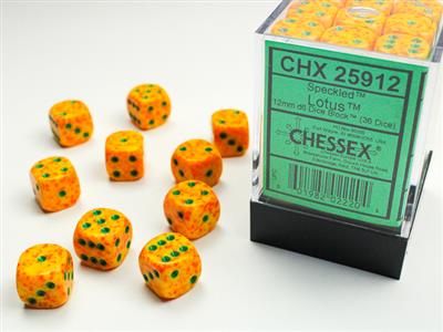 Speckled 12mm d6 Lotus Dice Block (36 dice) CHX25912 - Dice Sets & Games