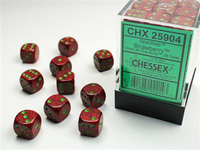 Speckled 12mm d6 Strawberry Dice Block (36 dice) CHX25904 - Dice Sets & Games