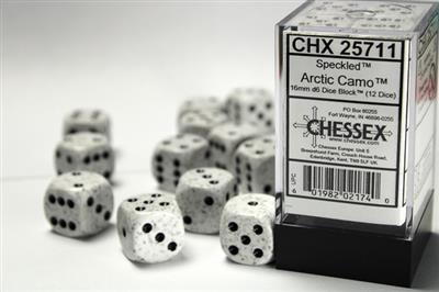 Speckled 16mm d6 Arctic Camo Dice Block (12 dice) CHX25711 - Dice Sets & Games