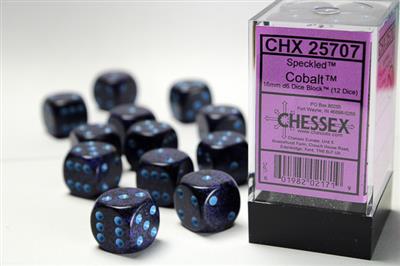 Speckled 16mm d6 Cobalt Dice Block (12 dice) CHX25707 - Dice Sets & Games