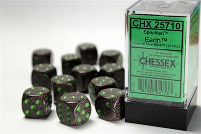 Speckled 16mm d6 Earth Dice Block (12 dice) CHX25710 - Dice Sets & Games