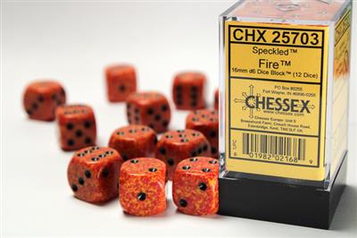 Speckled 16mm d6 Fire Dice Block (12 dice) CHX25703 - Dice Sets & Games