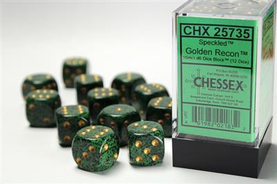 Speckled 16mm d6 Golden Recon Dice Block (12 dice) CHX25735 - Dice Sets & Games