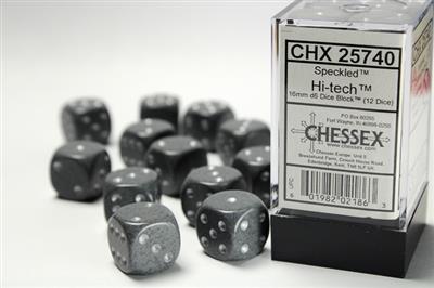 Speckled 16mm d6 Hi-Tech Dice Block (12 dice) CHX25740 - Dice Sets & Games