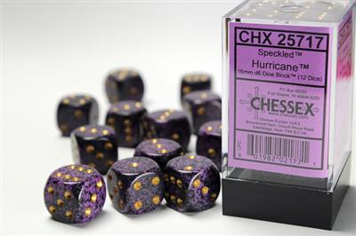 Speckled 16mm d6 Hurricane Dice Block (12 dice) CHX25717 - Dice Sets & Games