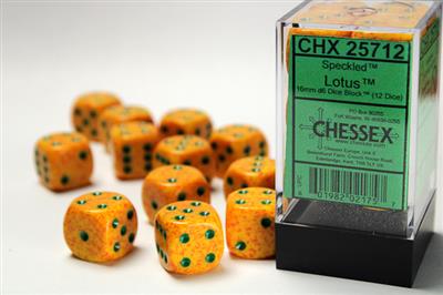 Speckled 16mm d6 Lotus Dice Block (12 dice) CHX25712 - Dice Sets & Games