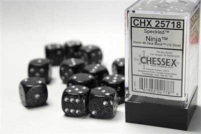 Speckled 16mm d6 Ninja Dice Block (12 dice) CHX25718 - Dice Sets & Games