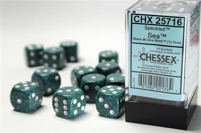 Speckled 16mm d6 Sea Dice Block (12 dice) CHX25716 - Dice Sets & Games