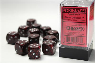 Speckled 16mm d6 Silver Volcano Dice Block (12 dice) CHX25744 - Dice Sets & Games