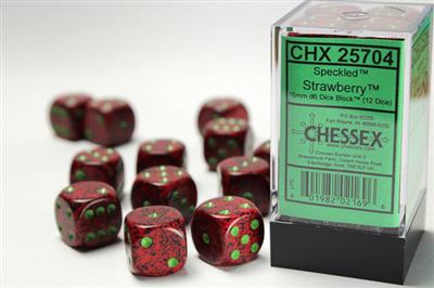 Speckled 16mm d6 Strawberry Dice Block (12 dice) CHX25704 - Dice Sets & Games