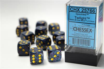 Speckled 16mm d6 Twilight Dice Block (12 dice) CHX25766 - Dice Sets & Games