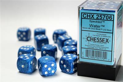 Speckled 16mm d6 Water Dice Block (12 dice) CHX25706 - Dice Sets & Games