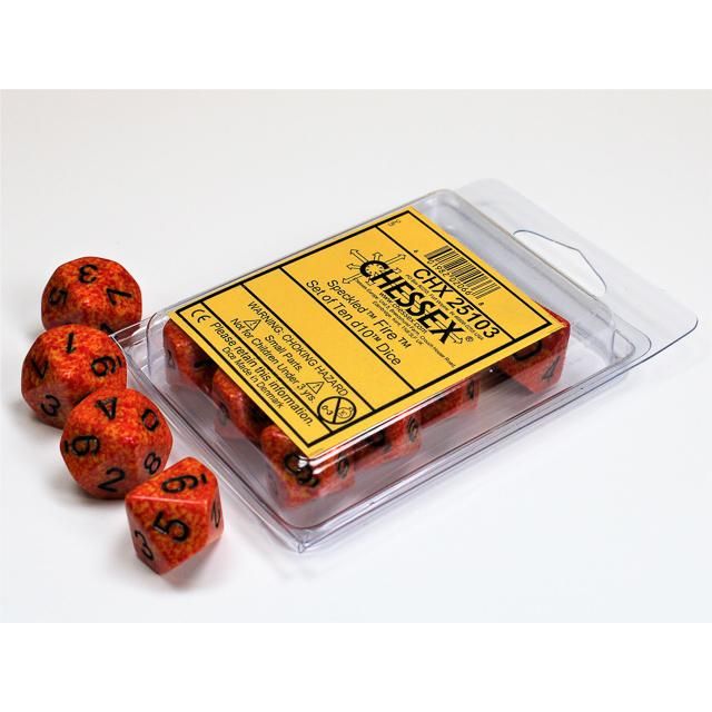 Speckled Fire d10 Dice (10 dice) CHX25103 - Dice Sets & Games