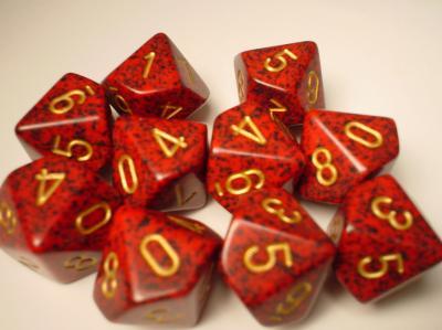 Speckled Gold Strawberry d10 Dice (10 dice) CHX25134 - Dice Sets & Games