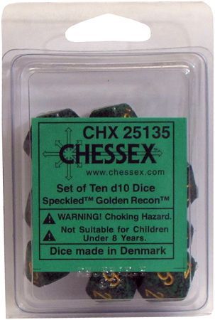Speckled Golden Recon d10 Dice (10 dice) CHX25135 - Dice Sets & Games