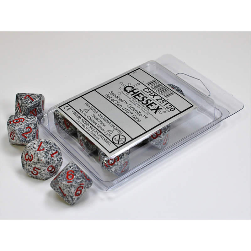 Speckled Granite d10 Dice (10 dice) CHX25120 - Dice Sets & Games