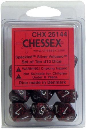 Speckled Silver Volcano d10 Dice (10 dice) CHX25144 - Dice Sets & Games