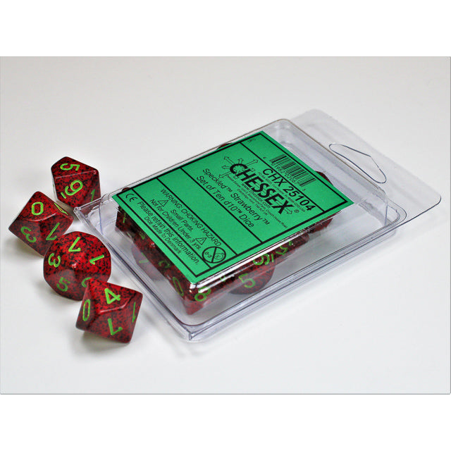 Speckled Strawberry d10 Dice (10 dice) CHX25104 - Dice Sets & Games