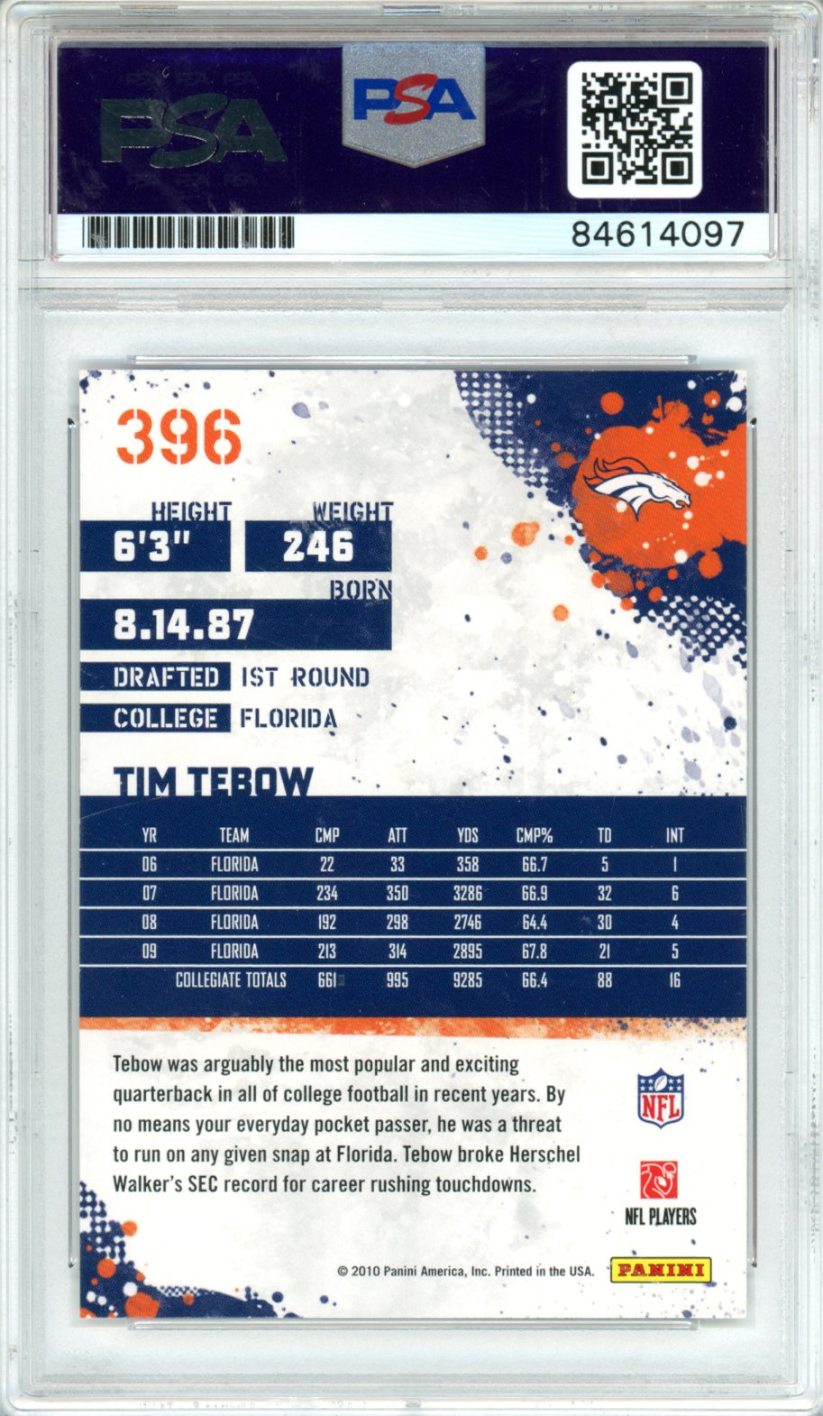 Tim Tebow Score 2010 Authentic Score Rookie Auto - Graded Sports Cards