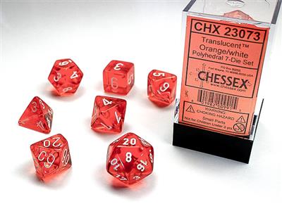 Translucent: Polyhedral Orange/white 7-Die Set CHX23073 - Dice Sets & Games