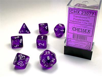 Translucent: Polyhedral Purple/white 7-Die Set CHX23077 - Dice Sets & Games