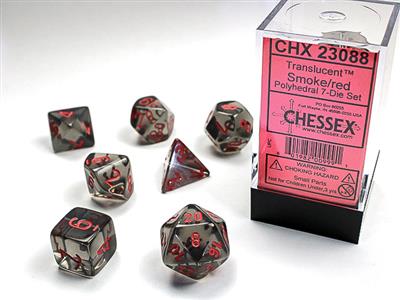 Translucent: Polyhedral Smoke/red 7-Die Set CHX23088 - Dice Sets & Games