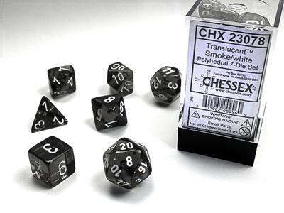Translucent: Polyhedral Smoke/white 7-Die Set CHX23078 - Dice Sets & Games