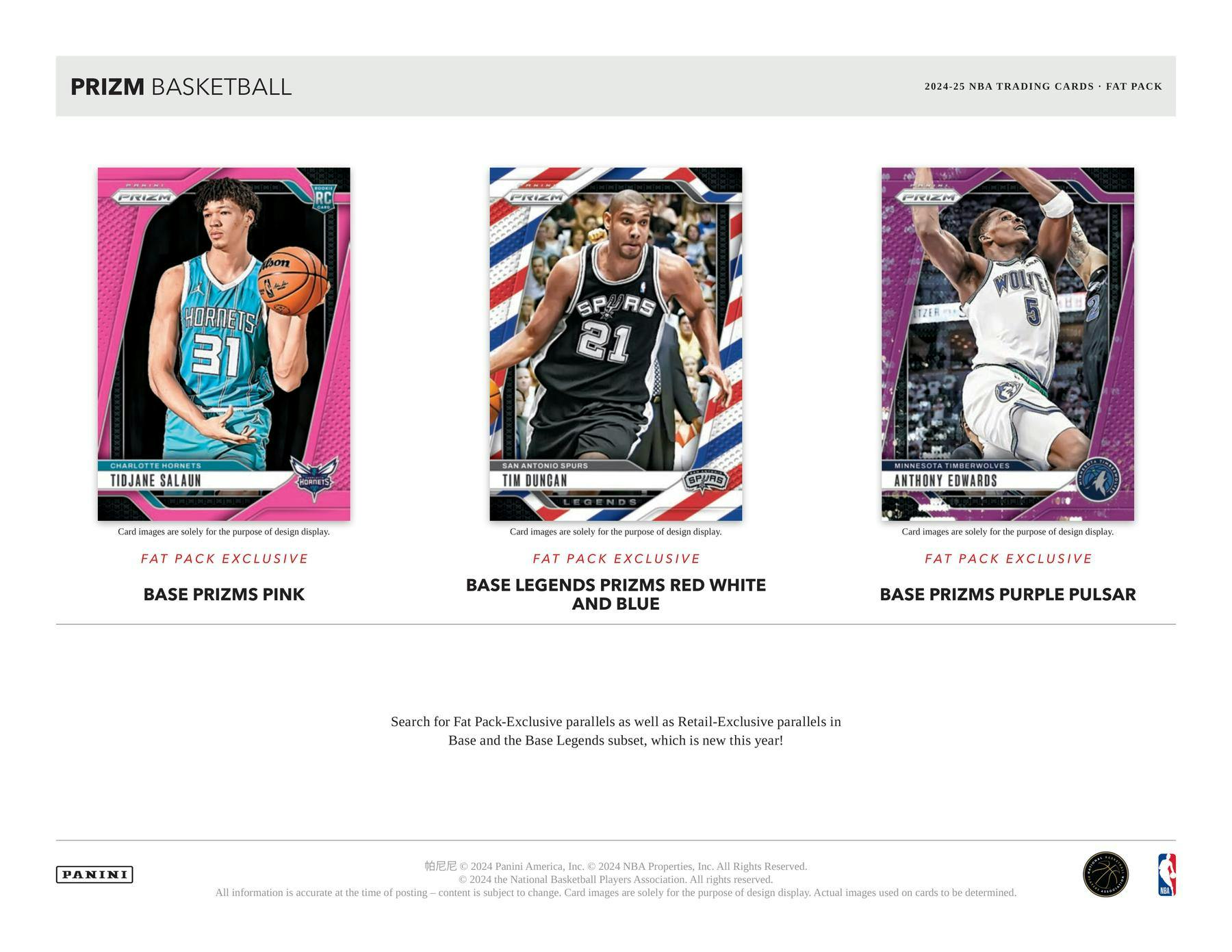 Two Pack Lot of 2024/25 Panini Prizm Basketball Jumbo Value Fat Packs (3 RWB Parallels) - NBA Retail Box