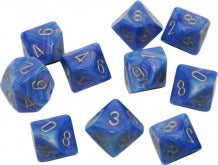 Velvet Blue w/silver d10 Dice (10 dice) CHX27276 - Dice Sets & Games
