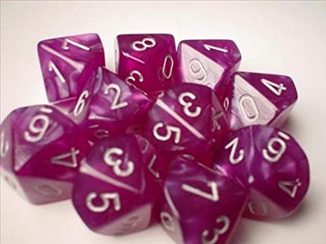 Velvet Purple w/silver d10 Dice (10 dice) CHX27277 - Dice Sets & Games