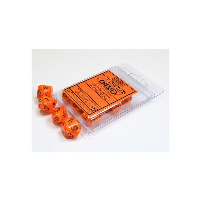 Vortex Orange/black d10 Dice (10 dice) CHX27233 - Dice Sets & Games