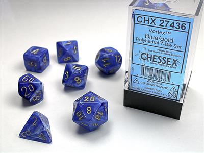 Vortex: Polyhedral Blue/gold 7-Die Set CHX27436 - Dice Sets & Games