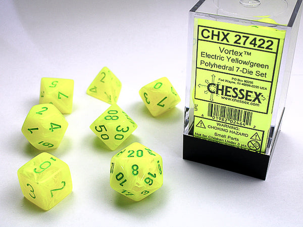 Vortex Polyhedral Electric Yellow/green 7-Die Set 27422 - Dice Sets & Games