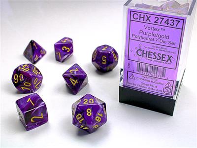Vortex: Polyhedral Purple/gold 7-Die Set CHX27437 - Dice Sets & Games