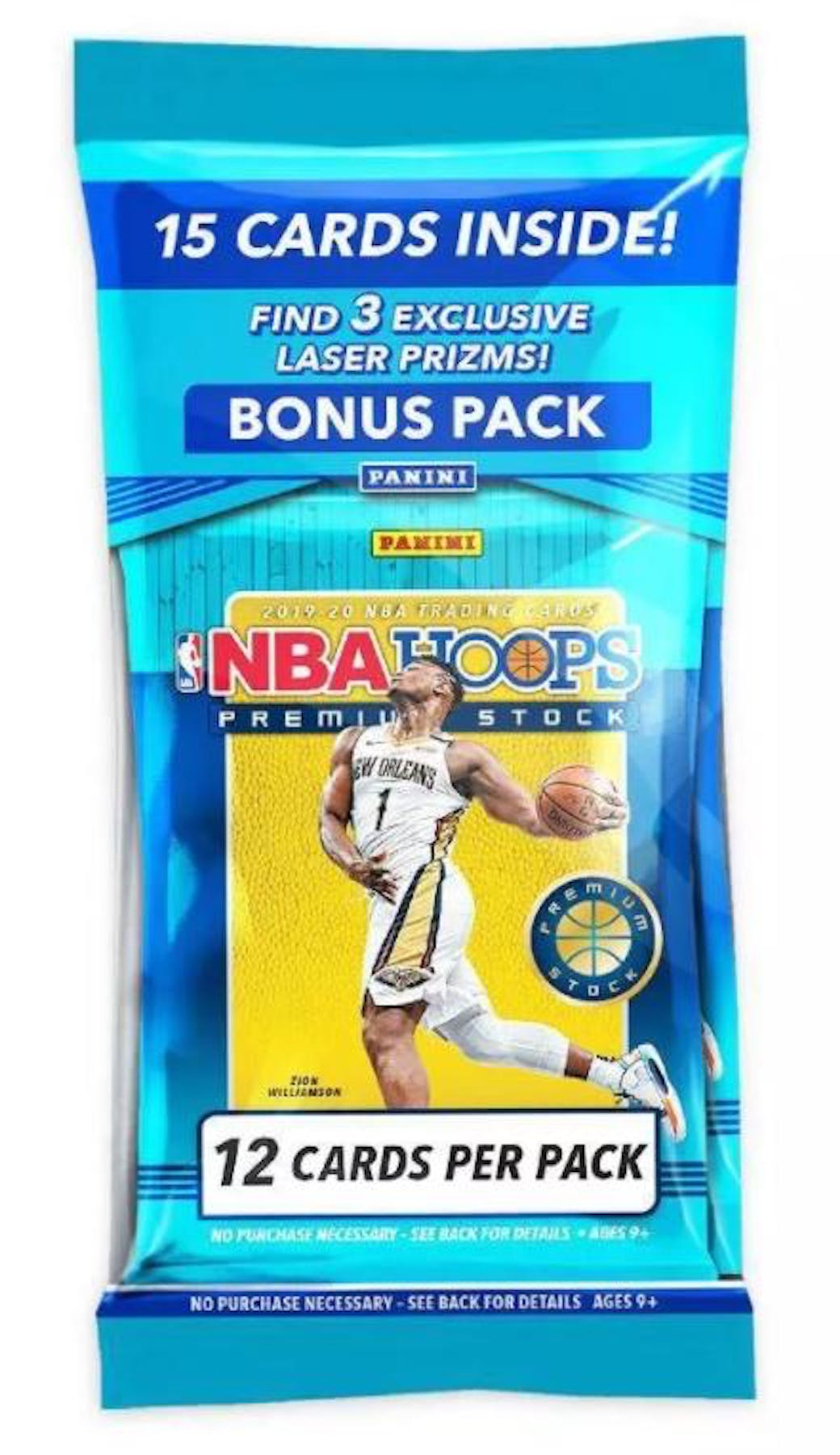 2019/20 Panini Hoops Premium Stock Basketball Cello Multi 15 Card Pack