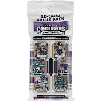 2021 Panini Contenders Football Jumbo Value Pack with (22) Cards (Emerald  Parallels!)