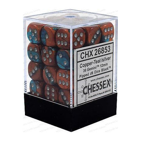 Gemini 12mm d6 Copper-Teal/silver Dice Block (36 dice) CHX26853