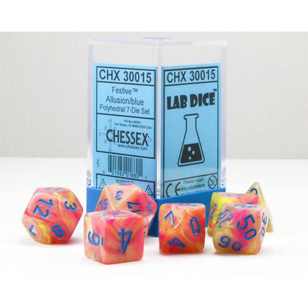 Lab Dice Festive Allusion/blue Polyhedral 7-Die Set CHX30015
