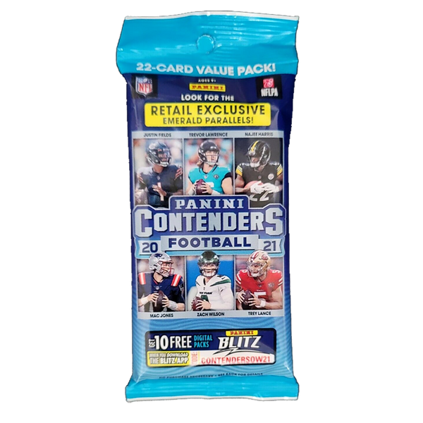 2021 Panini Contenders Football Jumbo Value Pack with (22) Cards (Emerald  Parallels!)