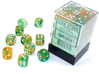 Nebula 12mm d6 Spring/white Luminary Dice Block (36 dice) CHX27955