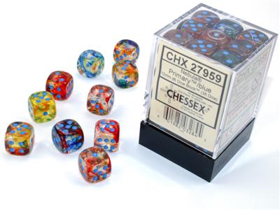 Nebula 12mm d6 Primary/blue Luminary Dice Block (36 dice) CHX27959
