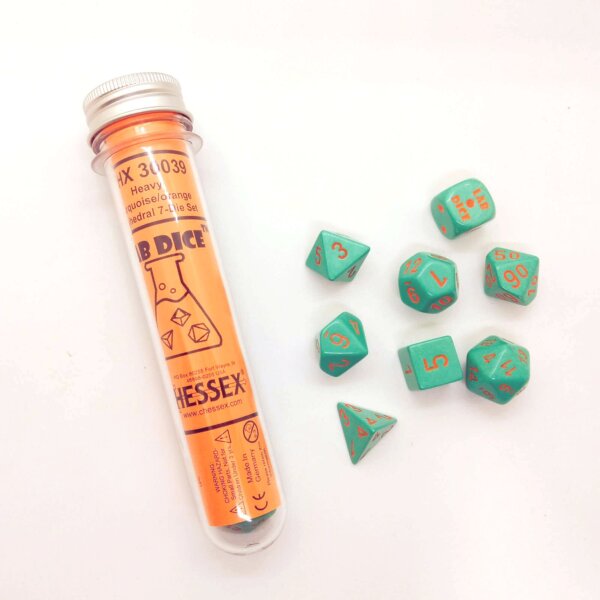 Lab Dice Heavy Turquoise/orange Polyhedral 7-Die Set CHX30039