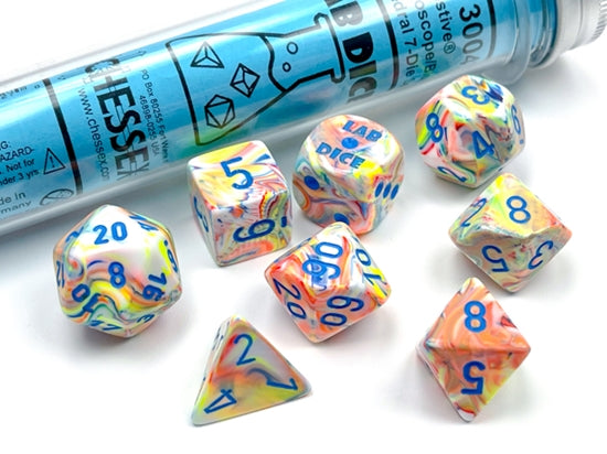 Lab Dice Festive Kaleidoscope/blue Polyhedral 7-Die Set CHX30047