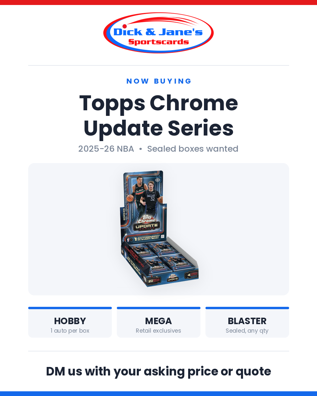 BUYING — 2025-26 Topps Chrome Update Basketball